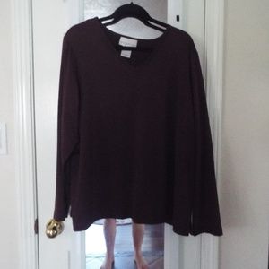 Susan Graver size 2X Brown Liquid Knit long sleeve